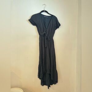 Abercrombie & Fitch Black High-Low Wrap Dress